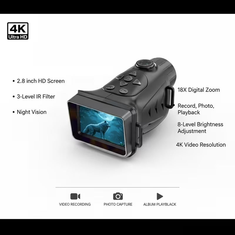 Night Thermal® 4K Digital Night Vision Monocular with 18× Optical Zoom